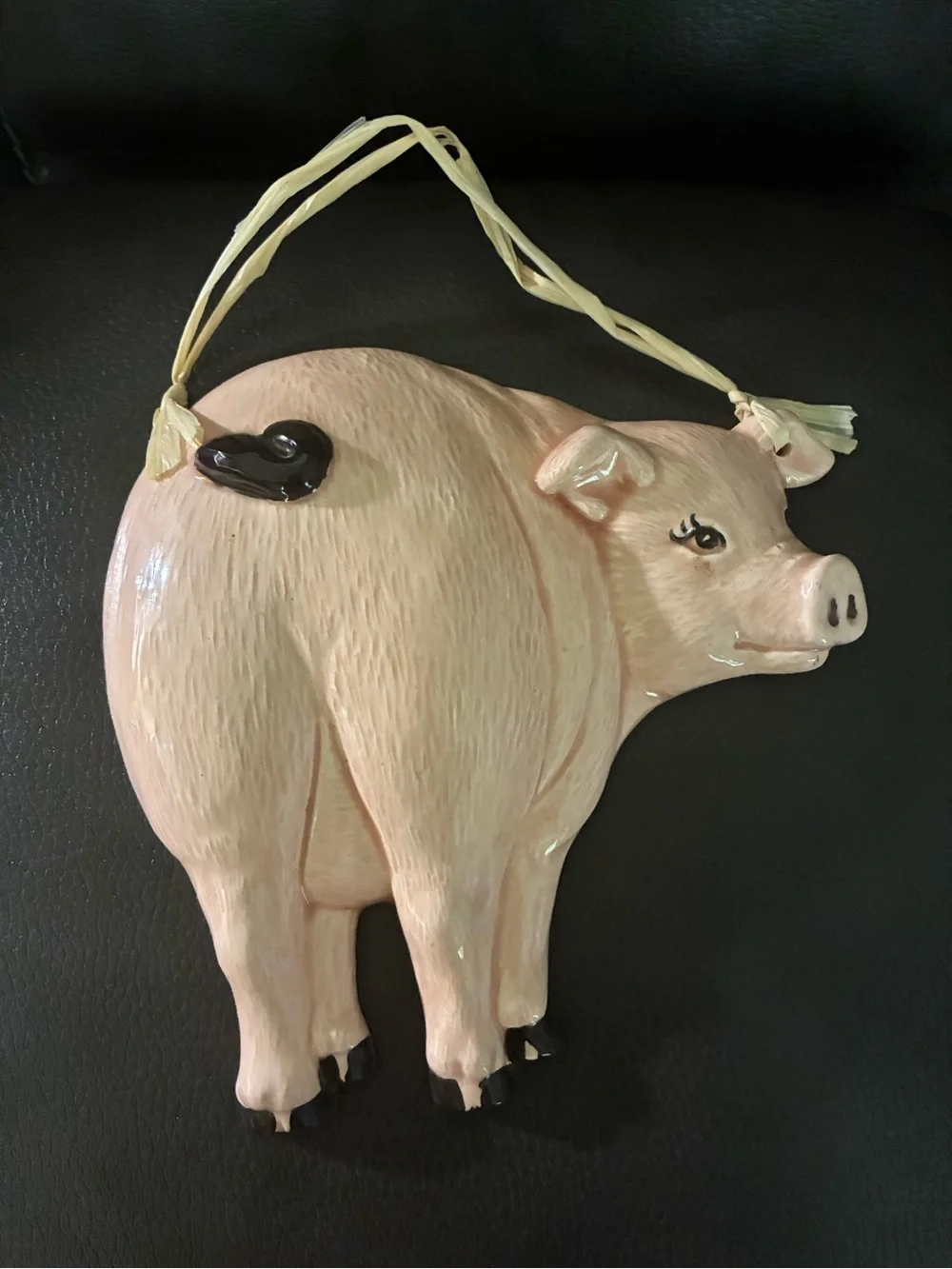Vintage Handmade Country-Style Pink Ceramic Pig Wall Hanging - Home Wall Decor